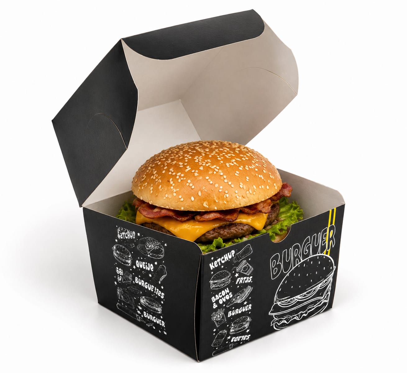 Embalagem de Hamburguer — Caixa Delivery para delivery — embalagem food service Forpack