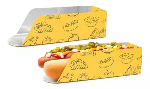 Caixa Embalagem Aberta Metalizada Para Hot Dog 50un para delivery — embalagem food service Forpack