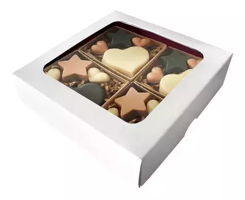 Caixa P/presente C/visor Interior Metalizado 15X15 50un para delivery — embalagem food service Forpack